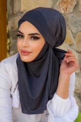 Antrasit Çapraz Bantlı Medium Size Hijab - Hazır Şal - 2