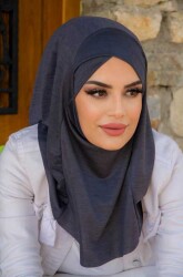 Antrasit Çapraz Bantlı Medium Size Hijab - Hazır Şal - 3