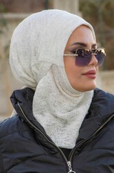 Beyaz Triko Kışlık Spor Bone Hijab - 2