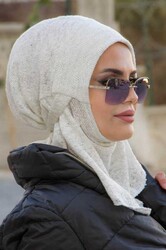 Beyaz Triko Kışlık Spor Bone Hijab - 4