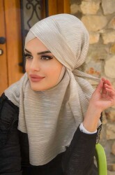 Gümüş Piliseli Çapraz Bantlı Medium Size Hijab - Hazır Şal - 1