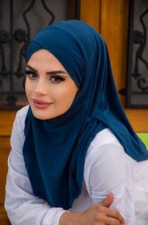 Lacivert Çapraz Bantlı Medium Size Hijab - Hazır Şal - 3