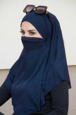 Lacivert Köpük Oversize Hijab - 3