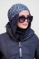 Siyah Desenli Bandana Hijab - 50102 - 1
