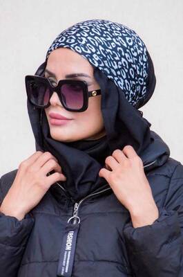 Siyah Desenli Bandana Hijab - 50102 - 2